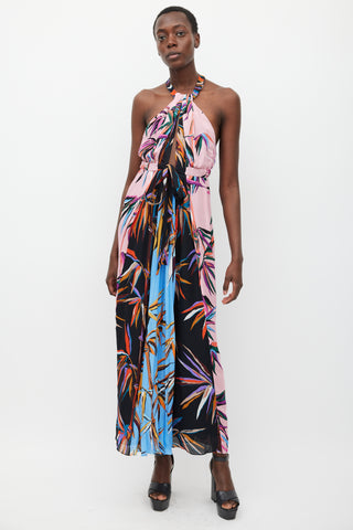 Emilio Pucci // Pink & Multicolour Silk Printed Halter Dress  VSP  Consignment
