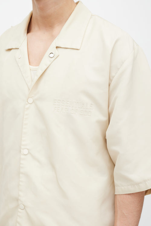 Essentials Cream Nylon Logo Shirt Jacket