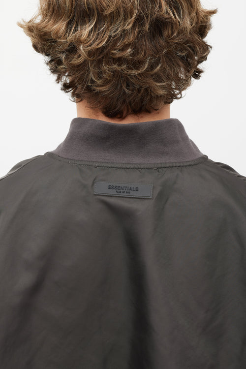 Essentials Grey Nylon Quarter Zip Short Sleeve Jacket