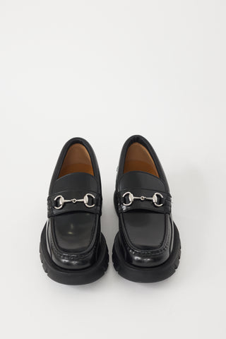 Gucci Black & Silver Leather Romance Platform Loafer