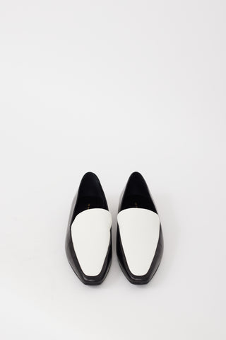The Row Black & White Leather Minimal Loafer
