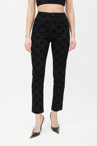 Fendi // Black Velvet Karligraphy Monogram Denim Jeans – VSP