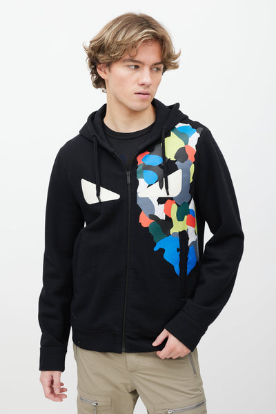 Applique Hoodie Fendi Bag Bugs Hoodie Fendi // Black Zip Up