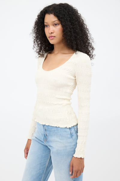 smocked bell sleeve top