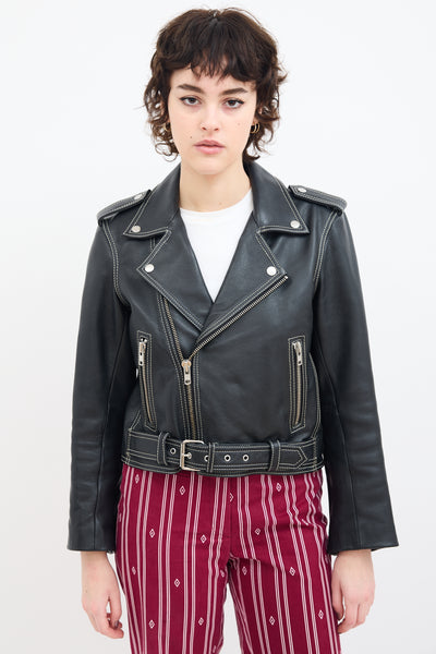 Ganni Clothing Ganni Leather Coat Ganni Oversized Biker Jacket