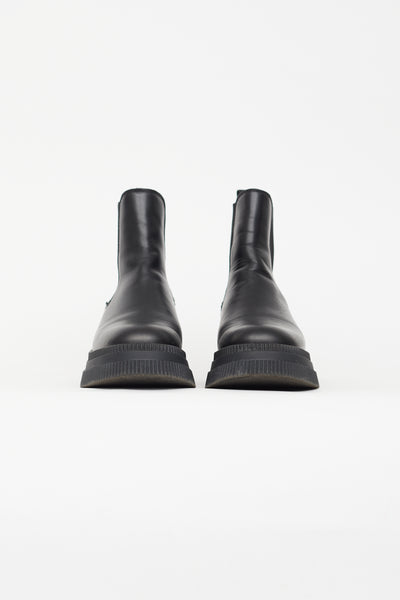 Ganni // Black Leather Creepers Chelsea Ankle Boot โ VSP Consignment