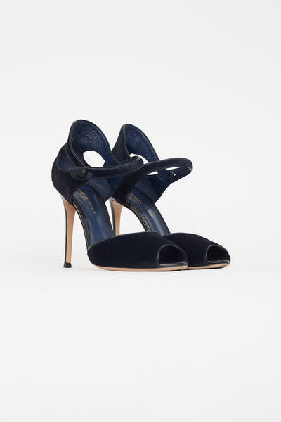 Navy blue outlet strap heels