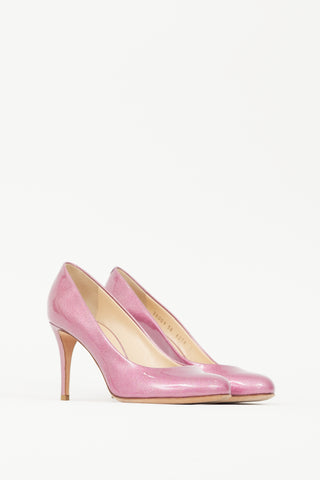 Giuseppe Zanotti Pink Patent Leather Glitter Heel