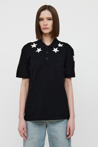 Givenchy Black Star Polo Top