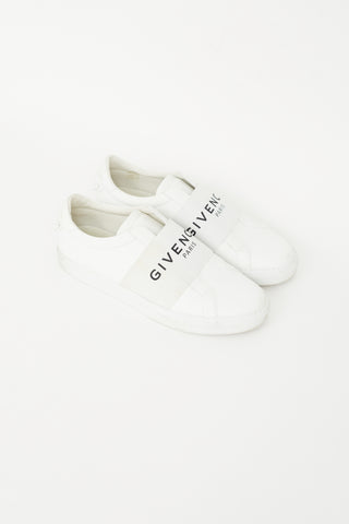 White Leather Elastic Logo Sneaker