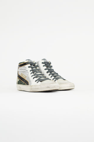 Green & Silver Slide Metallic Sneaker