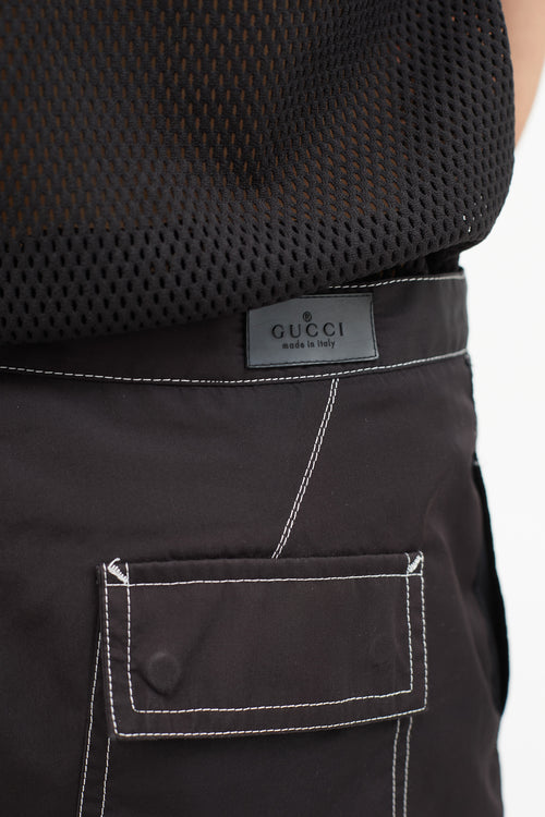 Gucci Black Contrast Stitch Swim Short
