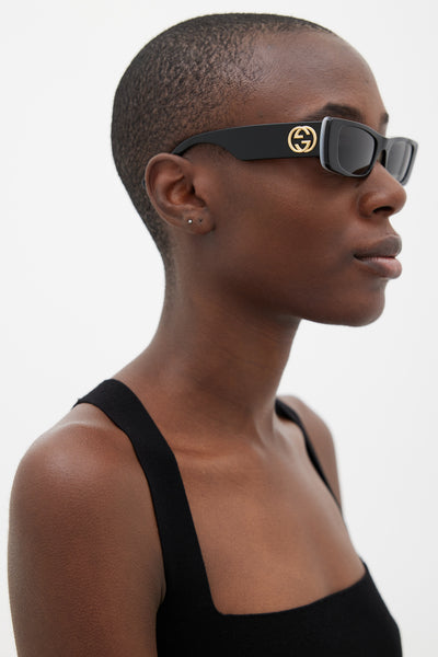 Occhiali Gucci Gg0516s Outlet (Gucci // Black GG0516S Rectangular  Sunglasses – VSP Consignment)