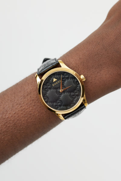 Black Leather G-Timeless 38 Watch