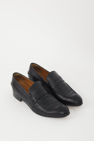 Gucci Black Leather Pointed Toe Penny Loafer
