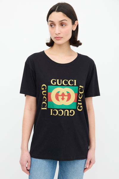 GUCCI グリッター ロゴ Tシャツ Gucci // Glitter GG Logo T-Shirt – VSP Consignment
