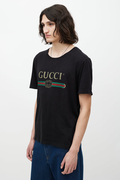 Gucci // Black & Multicolour Logo T-Shirt – VSP Consignment