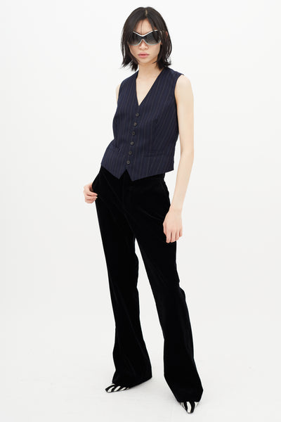 Velvet wideleg trousers - Woman