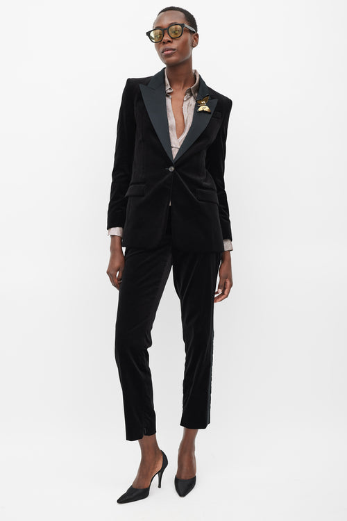 Gucci Black Velvet & Satin Suit