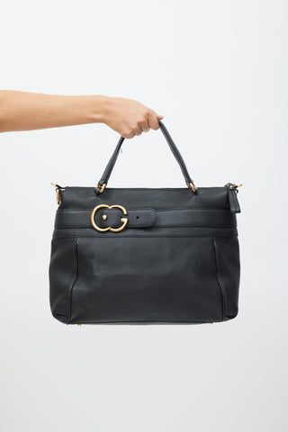 Gucci Black Pebbled Leather Ride Tote Bag