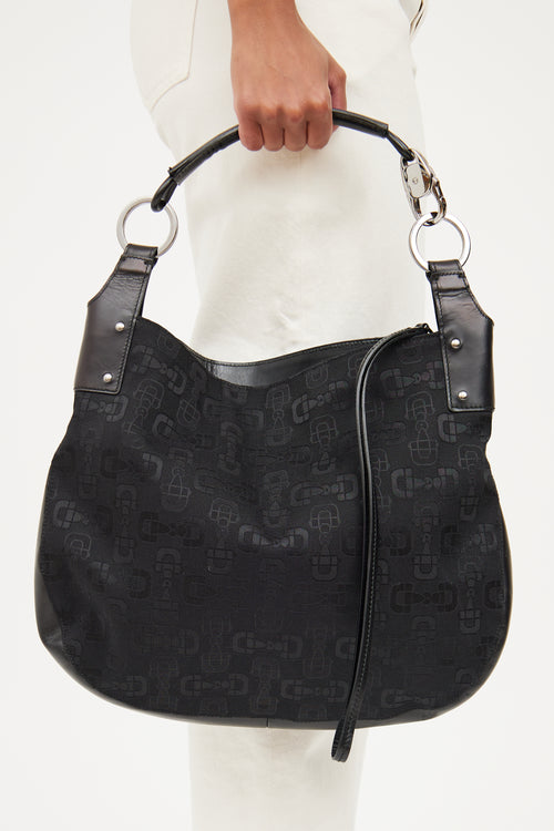 Gucci Black Canvas Horsebit Shoulder Bag