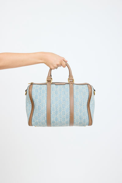 Gucci // Blue Brown Denim Boston Monogram Bag – VSP