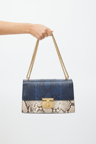 Gucci Blue & Multicolour Leather Medium Padlock Shoulder Bag