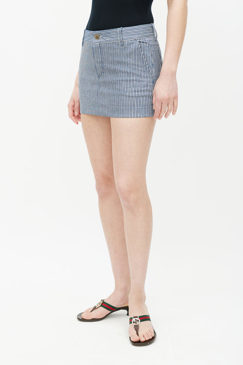 Gucci Blue & White Striped Mini Skirt