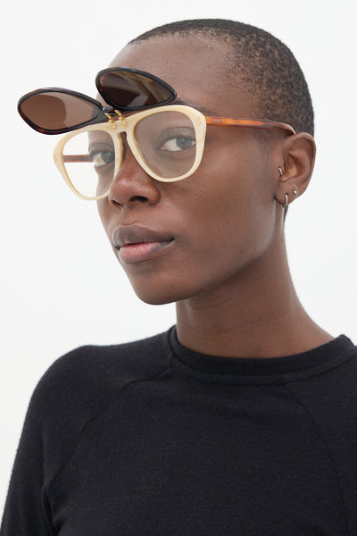 GUCCI brown and cream sunglasses Gucci Sunglasses Cream color frame with brown... | Depop main image 4
