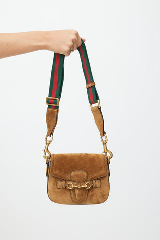Gucci Brown & Multicolour Suede Lady Web Crossbody Bag