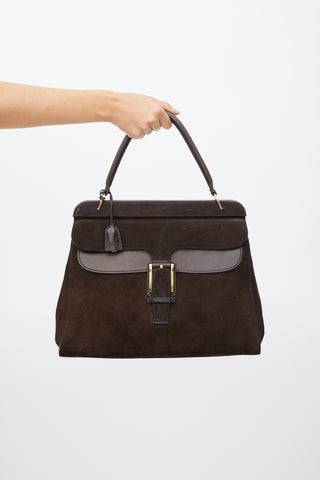 Gucci Brown Suede & Leather Kelly Bag