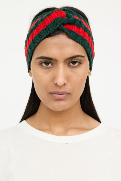 Gucci Strawberry Print Hairband - Red and Green Gucci Silk GG Supreme Strawberry Headband (SHF-18965) main image 3