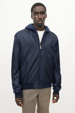 【新品未使用】GUCCI SPW BLOUSON BLUE/NAVY サイズ44 Gucci-Navy-Nylon-Reversible-