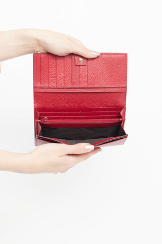 Gucci Red Leather Interlocking G Bifold Wallet