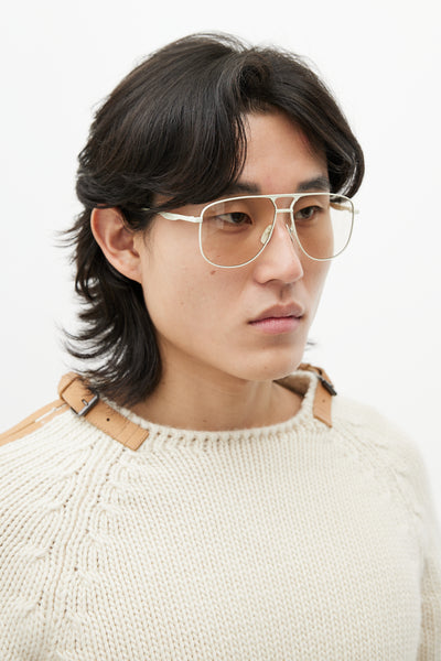 Gucci // White Gold GG0336S Aviator Sunglasses – VSP