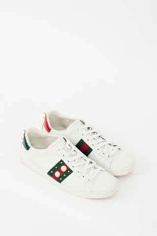 Gucci // White & Multi Studded Ace Sneaker – VSP Consignment