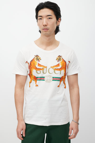 Gucci // White & Multicolour Logo T-Shirt – VSP Consignment