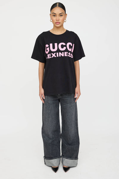 GUCCI SEXINESS セクシネスtシャツ 大きめブラックピンク