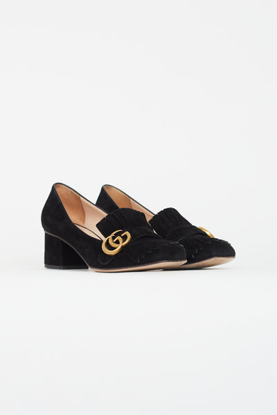 Gucci Marmont Kiltie Black Suede Loafers