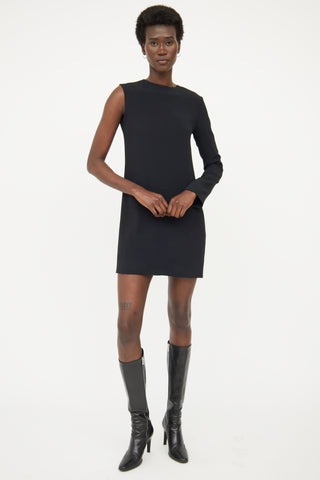 Helmut Lang Black Asymmetrical Sleeve Dress