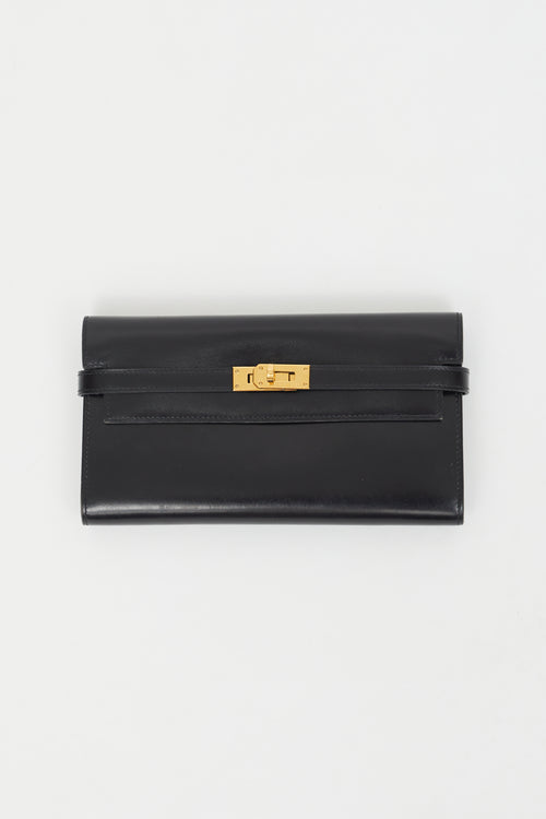 Hermès 2017 Noir & Gold Box Kelly Long Wallet