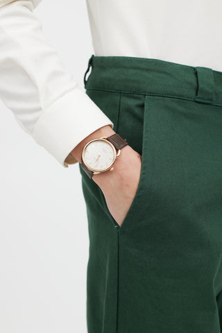 Hermès Brown Textured Leather & Gold Arceau 40mm Watch