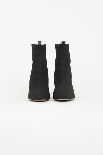 HERMES knit Volver Short boots shoes black 38