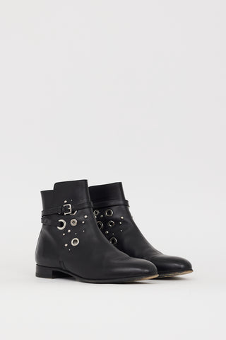 Hermès Black & Silver Leather Embellished Pixel Boot