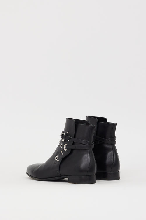 Hermès Black & Silver Leather Embellished Pixel Boot