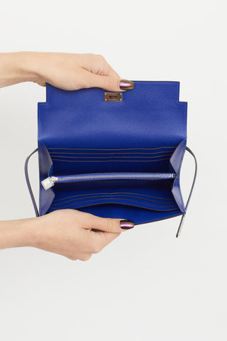 Hermès 2016 Bleu Electrique Togo Kelly Long Wallet