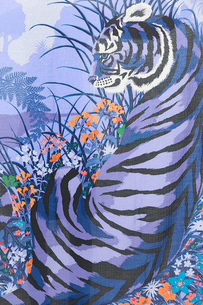 Hermès // Blue & Multicolour Cashmere & Silk Tyger Tyger 140 Shawl