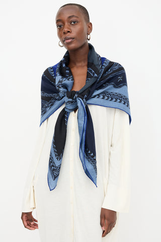 HERMES カレ 140 Robe du Soir スカーフ Hermes-Blue-Robe-Du-Soir-Scarf