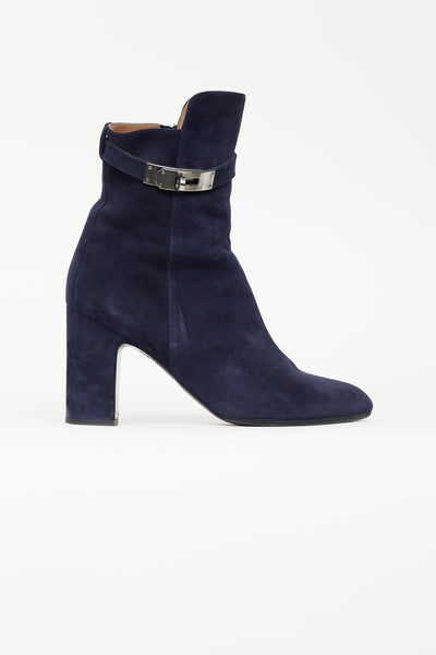 Navy blue hotsell suede ankle boots