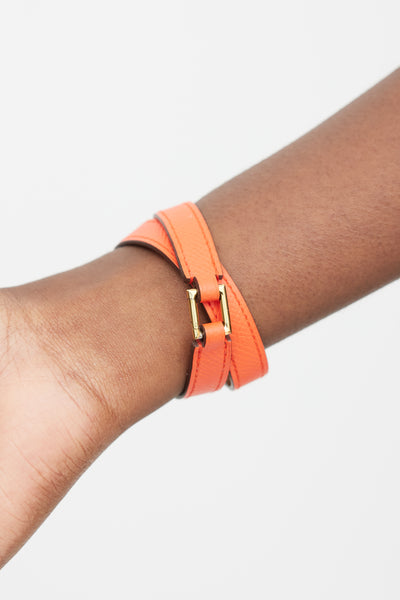 Hermès // Orange Gold Double Tour Leather Bracelet – VSP